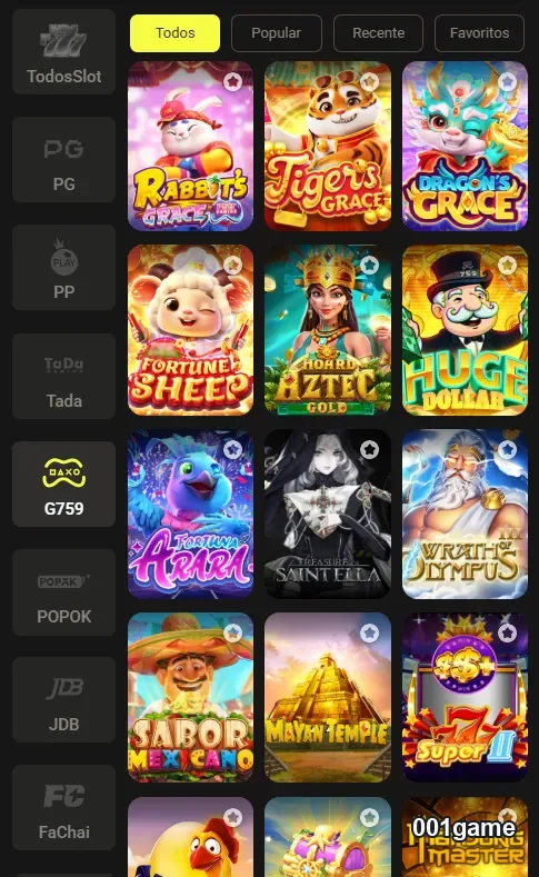 Seleção de jogos de cassino no 001game, com diversas opções emocionantes.