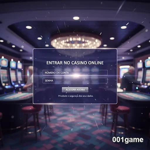 Imagem detalhando como entrar no casino no 001game, plataforma de jogos online.